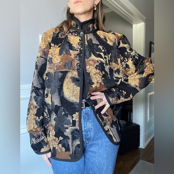 Vintage Koret reversible tapestry jacket with grape leaves - Size 18 - Picture 1 of 13